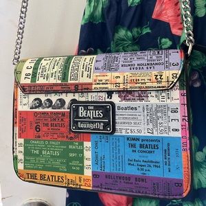 Loungefly The Beatles Ticket Stubs Pattern Crossbody Purse
